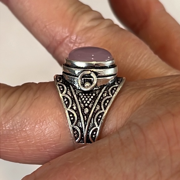 #253 Rose Chalcedony Poison ☠️ Ring 💍 Handcrafted Size 8.75 NWOT - Picture 3 of 14
